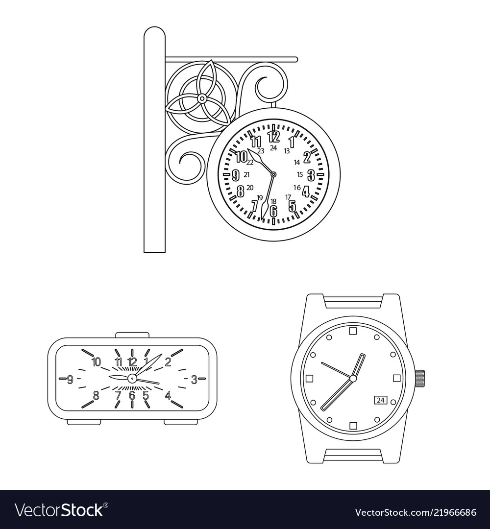 Design of clock and time icon collection vector image Design of clock and time icon collection