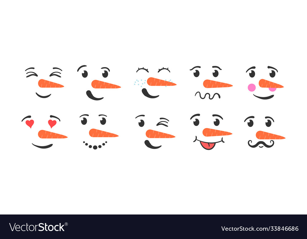 Funny Snowman Faces Collection