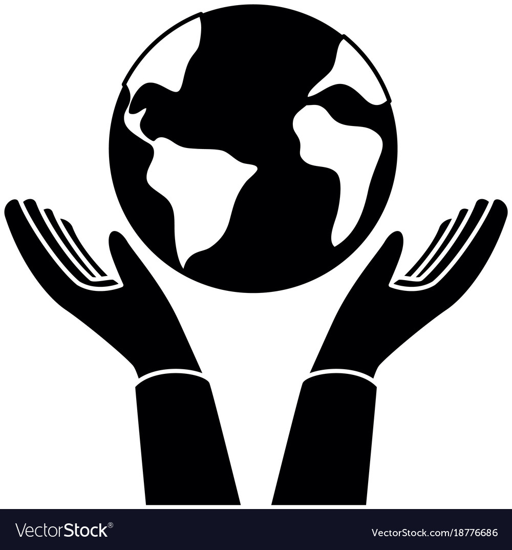 Hands with world planet earth icon