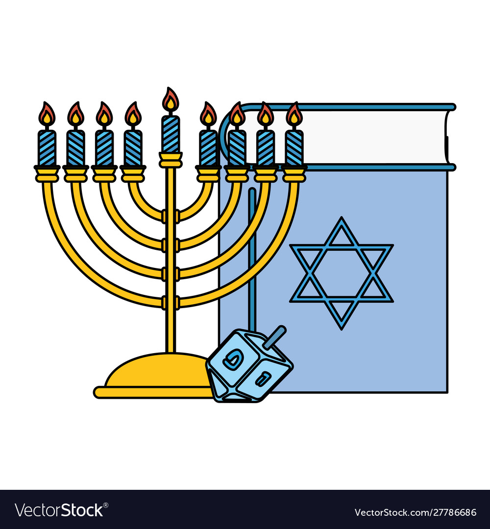 Happy hanukkah koran book with chandelier Vector Image