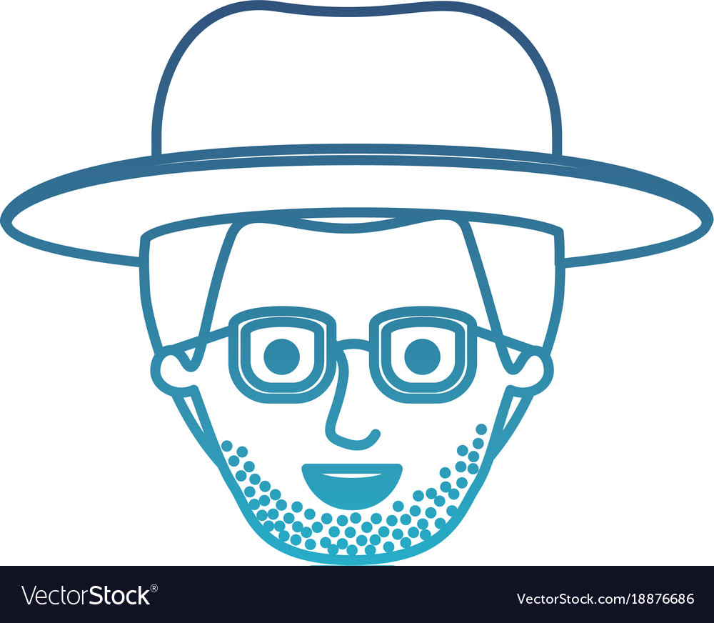 Male face with hat and glasses short hair