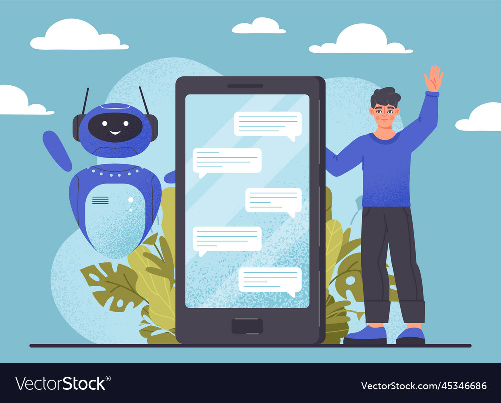 Man with chatbot Vector Image Man with chatbot