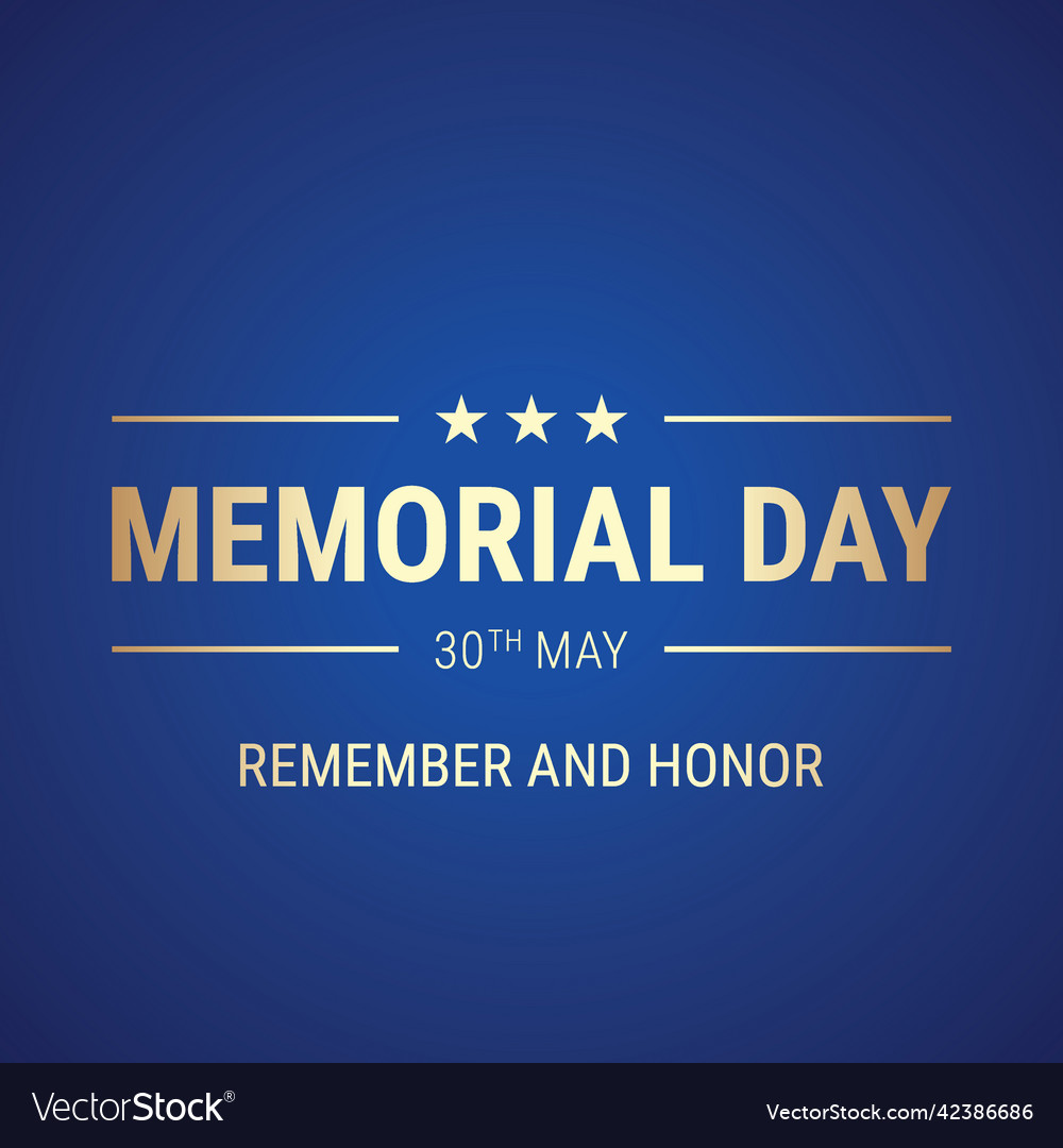 Memorial Day Blue Greeting Card Design Royalty Free Vector