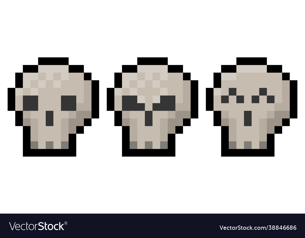 Pixel skull pack - isolated Royalty Free Vector Image