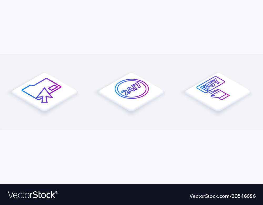 Set isometric line cursor click document folder vector image Set isometric line cursor click document folder