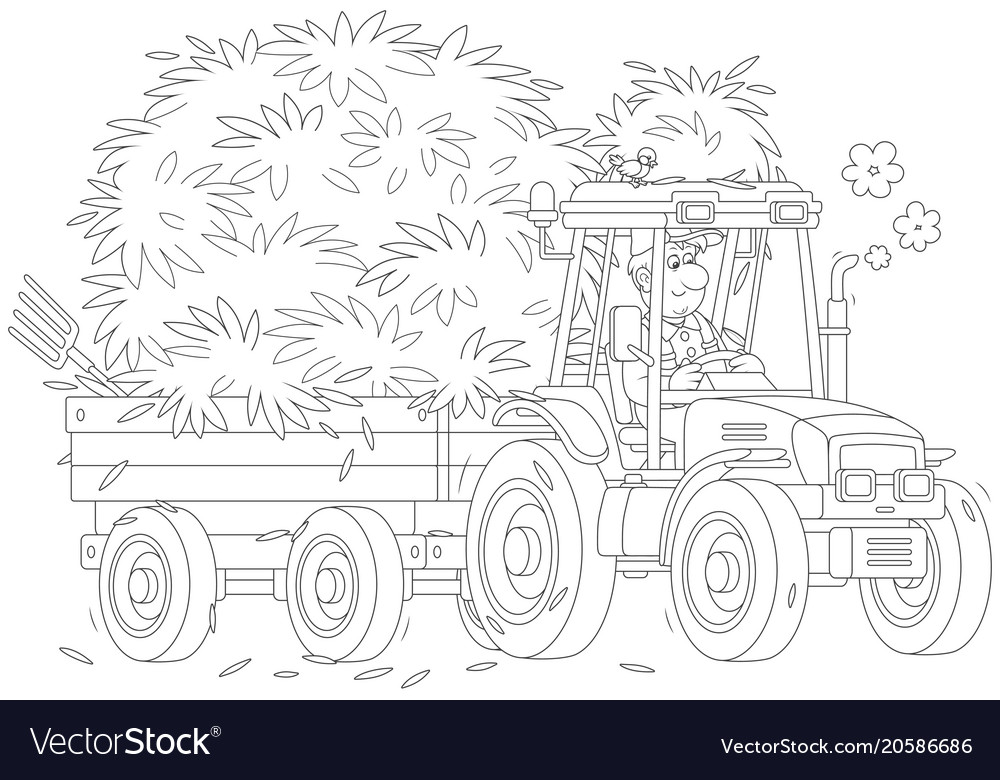 Tractor carrying hay