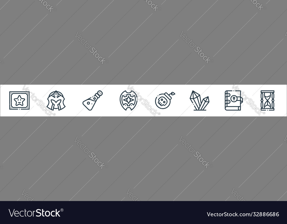 Videogame elements line icons linear set quality vector image Videogame elements line icons linear set quality