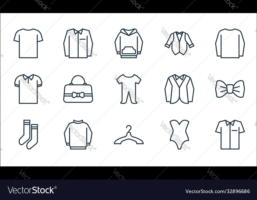 Wardrobe line icons linear set quality