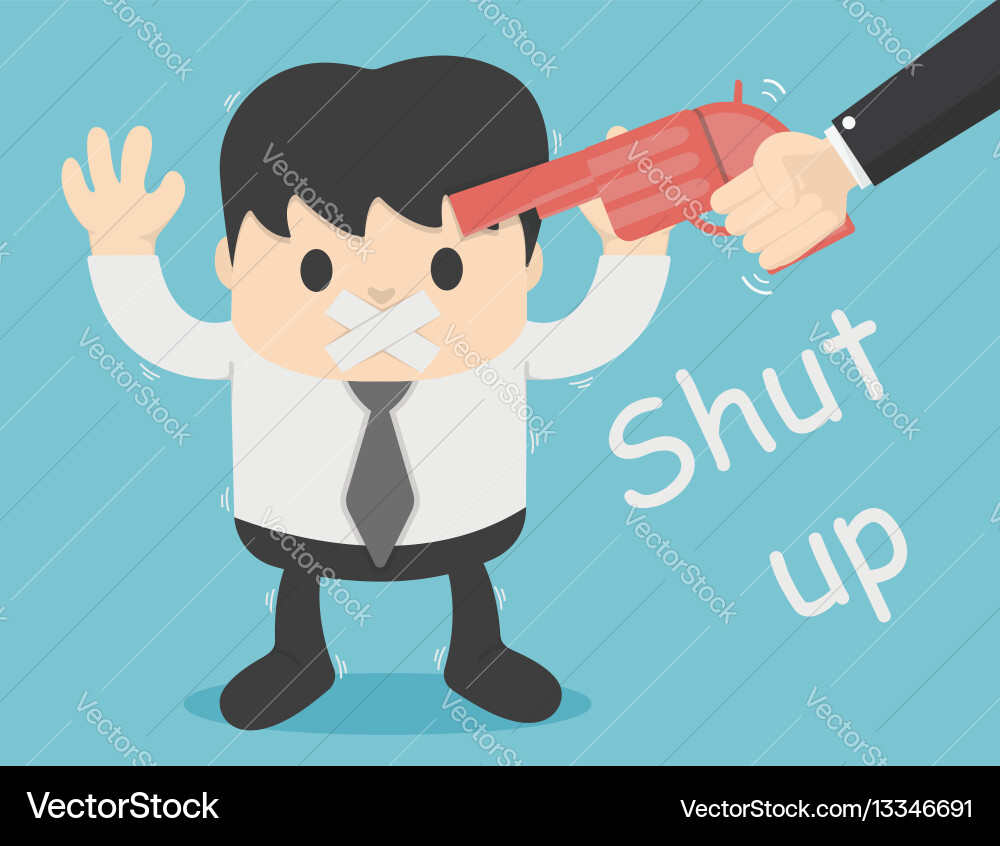 Concept forced silence shut up with guns Vector Image