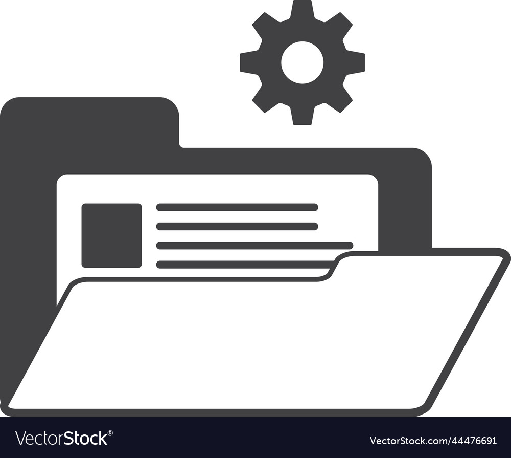 Document folder and cogs in minimal style