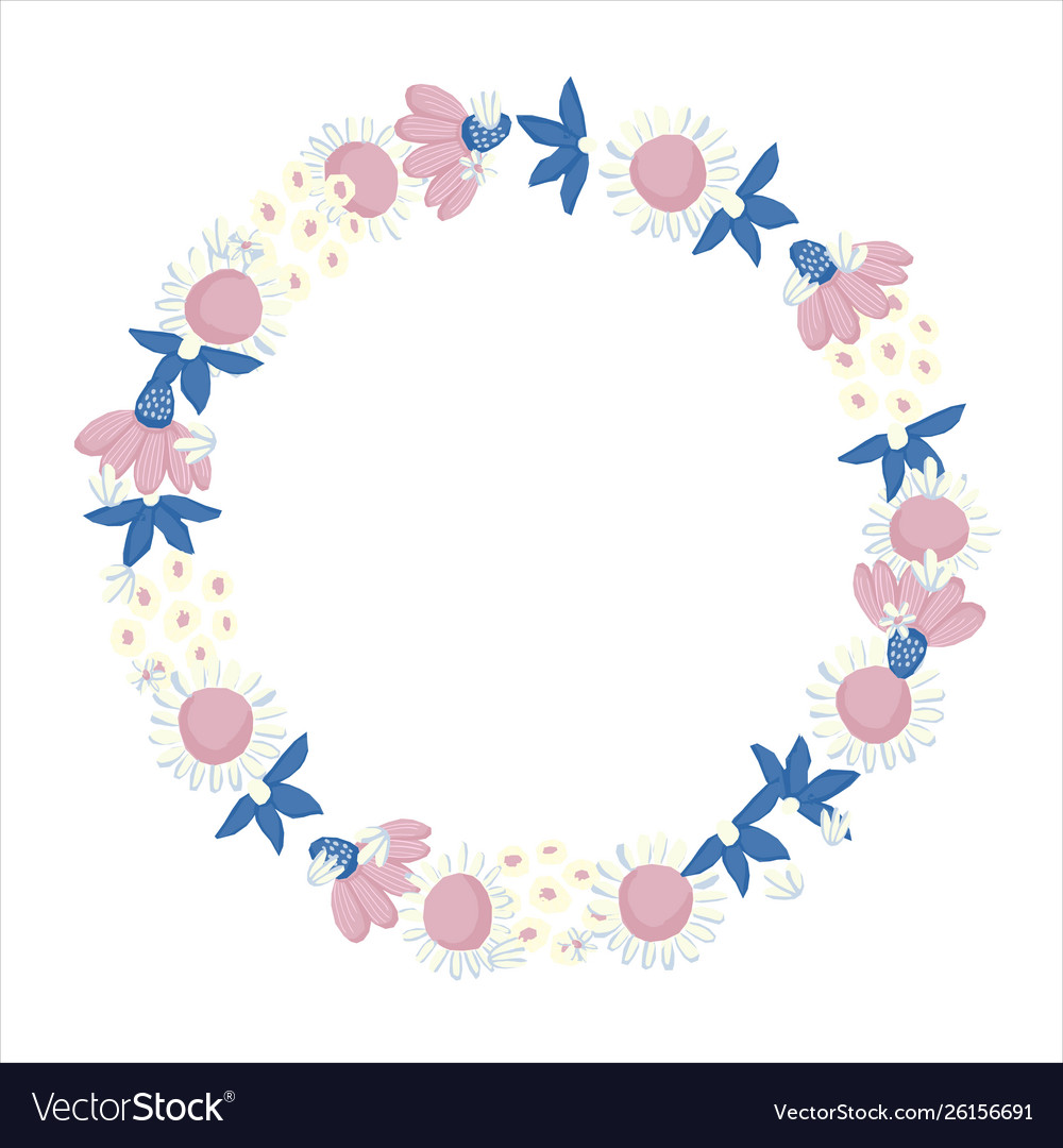 Floral wreath nature frame with flowers