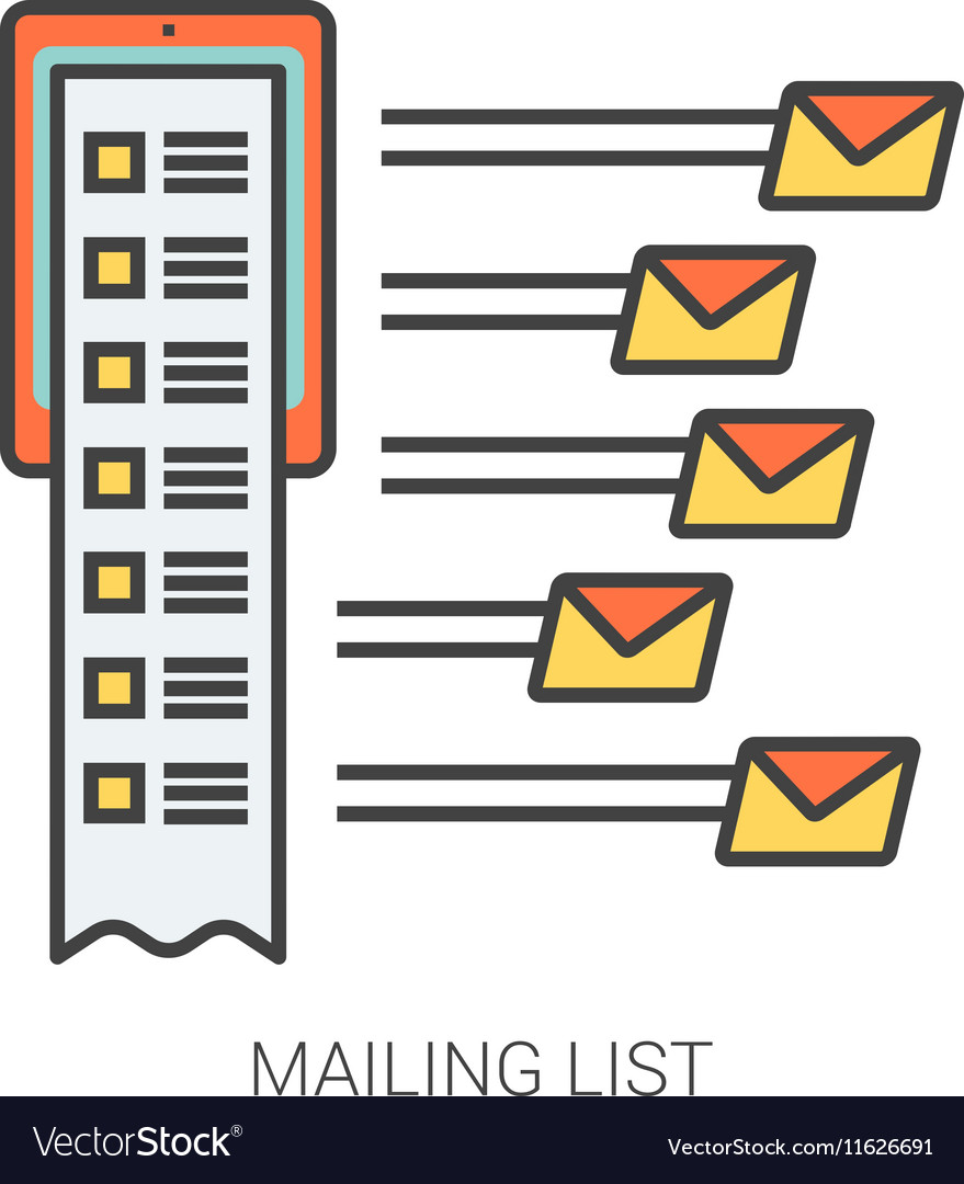 Mailing list line icons Royalty Free Vector Image
