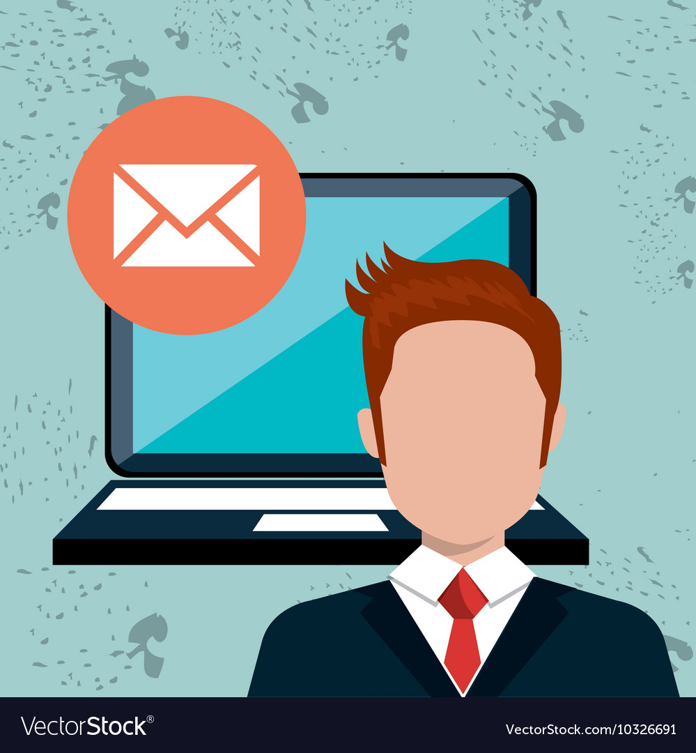 Man laptop message web