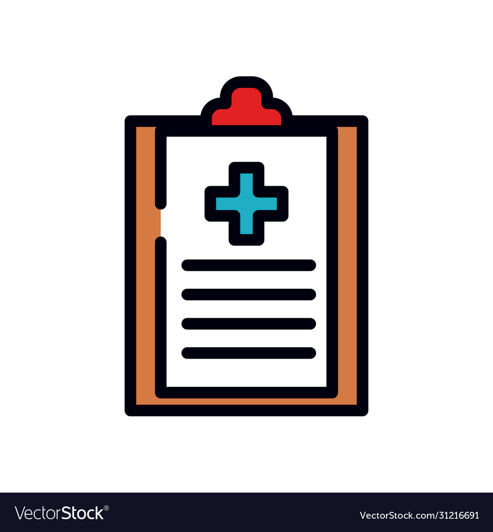 Medical report icon line and fill style