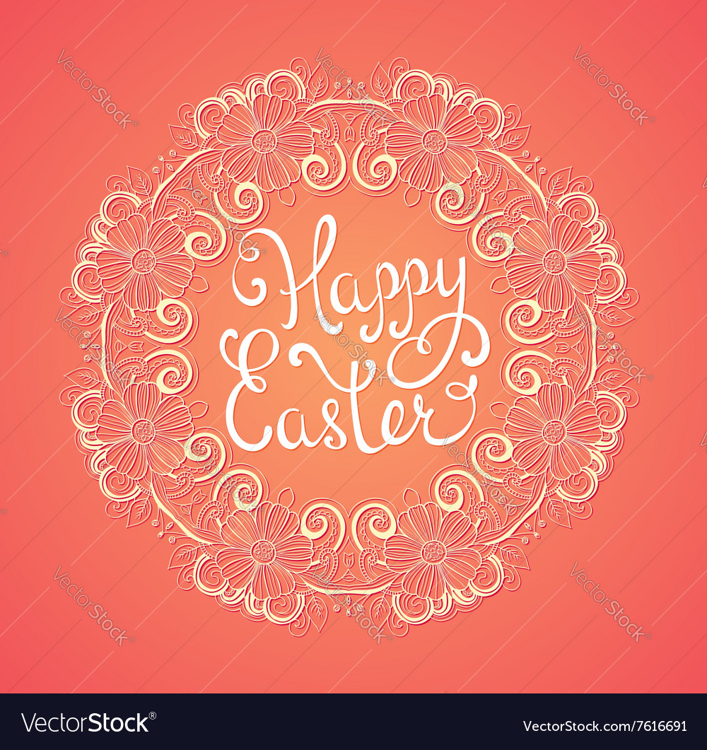 Pink easter background with greeting inscription