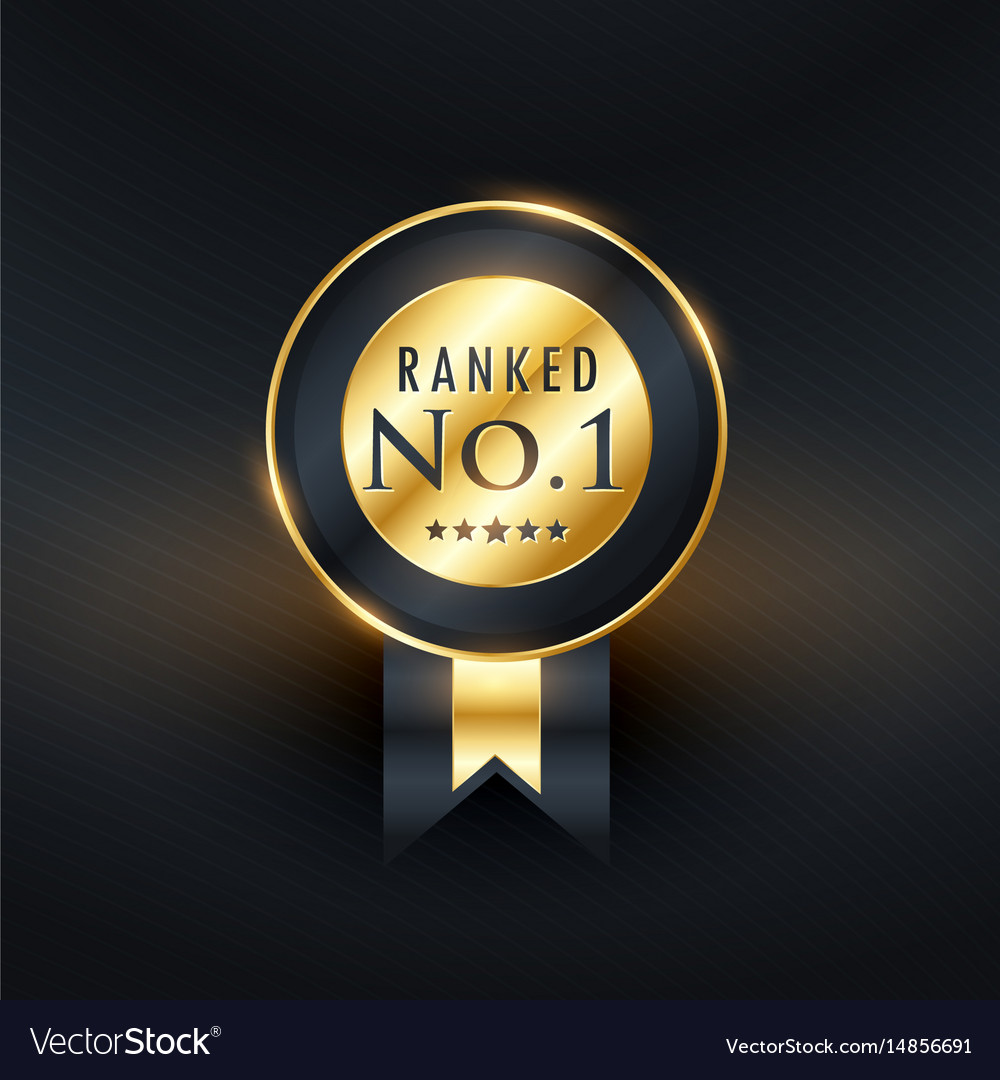 Ranked no1 golden label with ribbon Royalty Free Vector