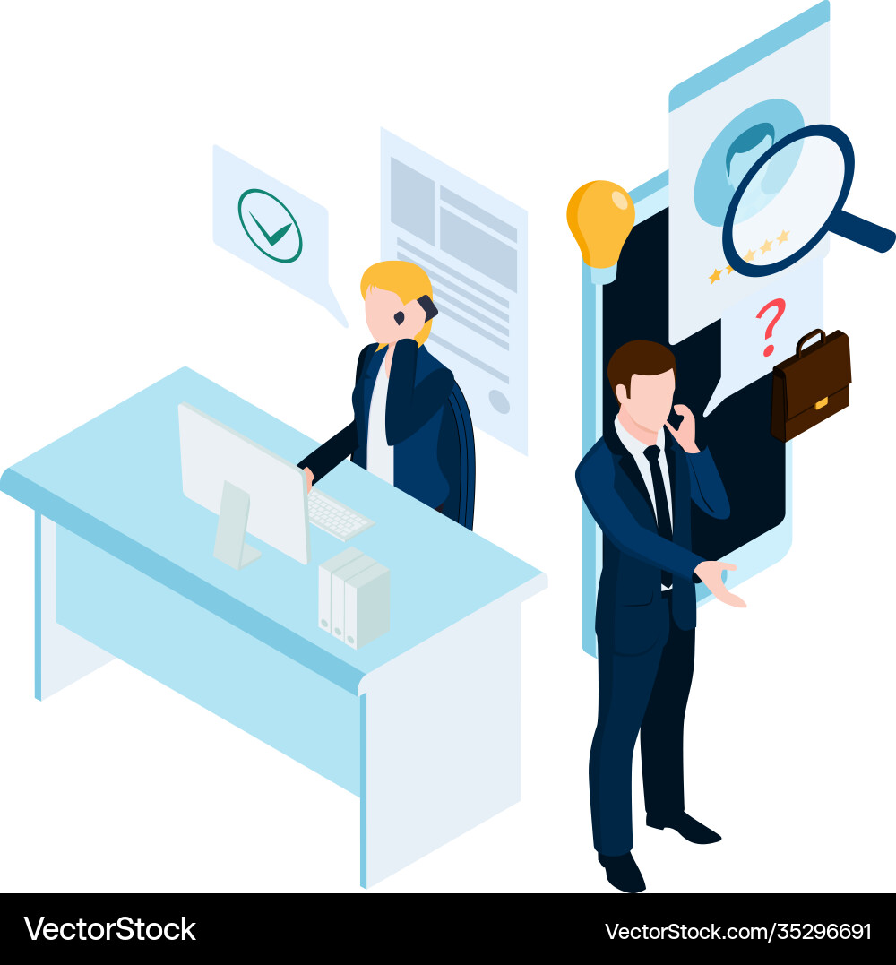 Recruiting isometric concept Royalty Free Vector Image