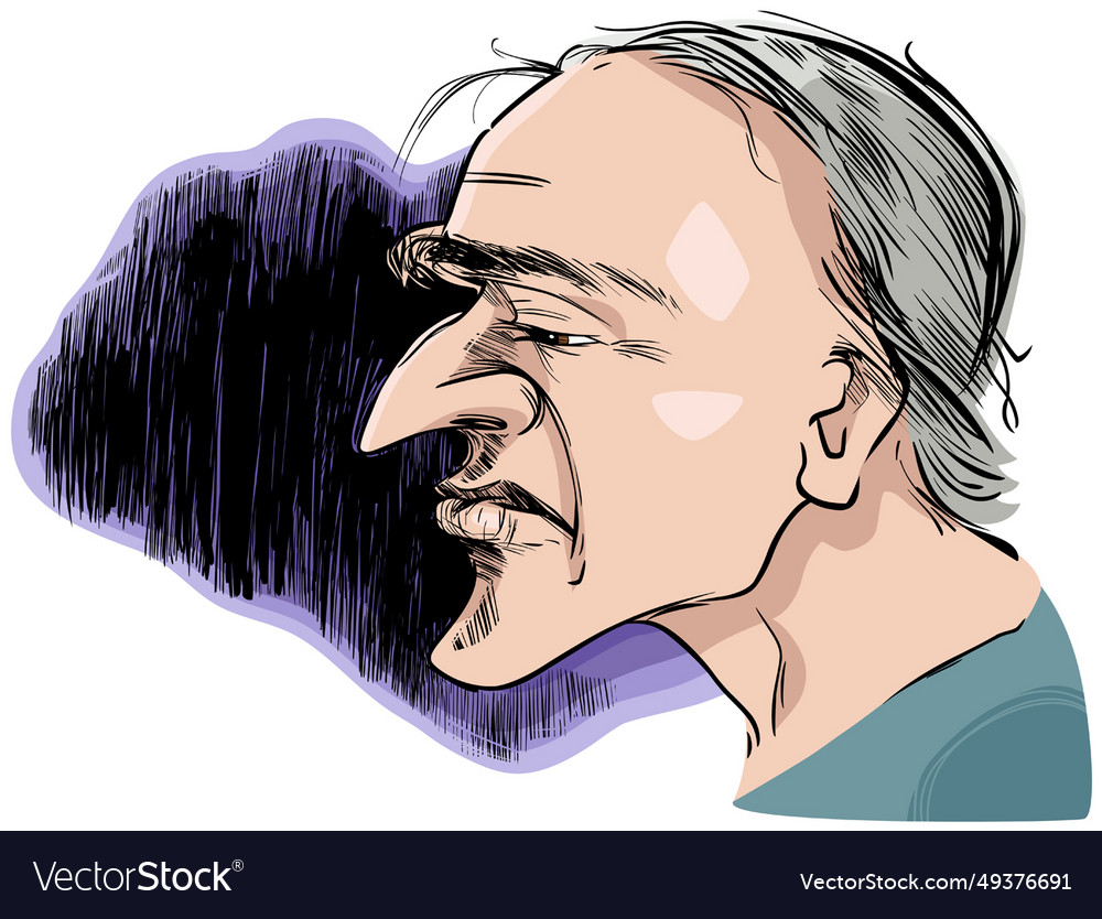 Sad man profile drawing Royalty Free Vector Image