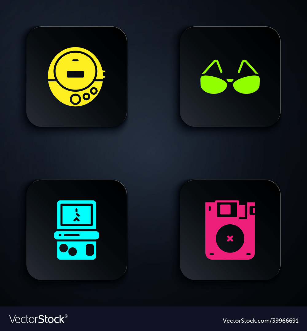 Set floppy disk music cd player tetris Royalty Free Vector