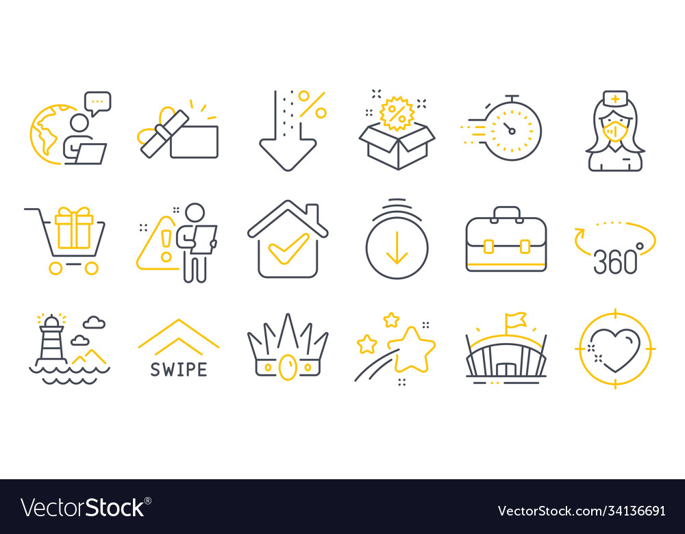 Set line icons such as 360 degrees scroll