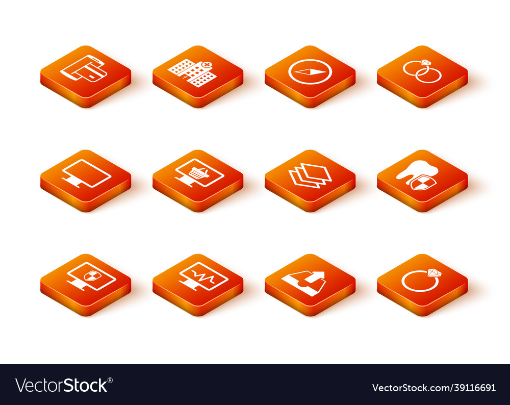 Set monitor and shield with cardiogram computer vector image Set monitor and shield with cardiogram computer