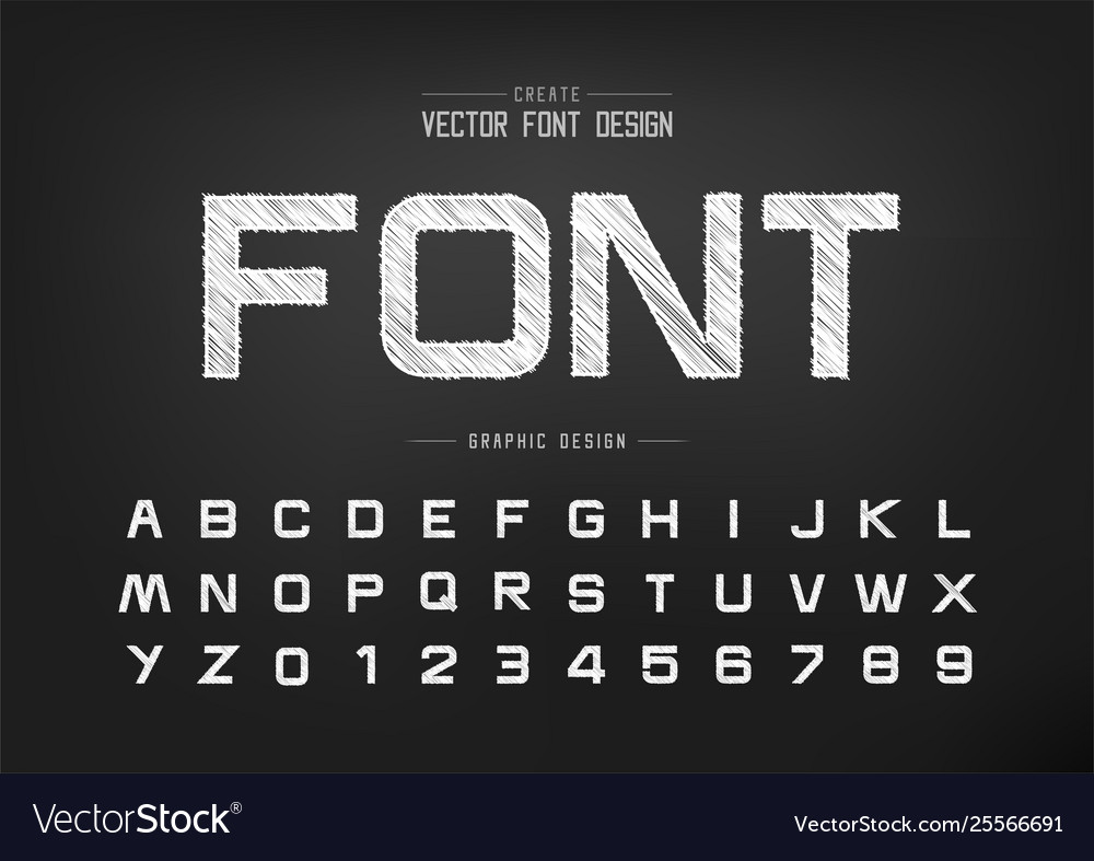 Sketch font and alphabet chalk design typeface vector image Sketch font and alphabet chalk design typeface