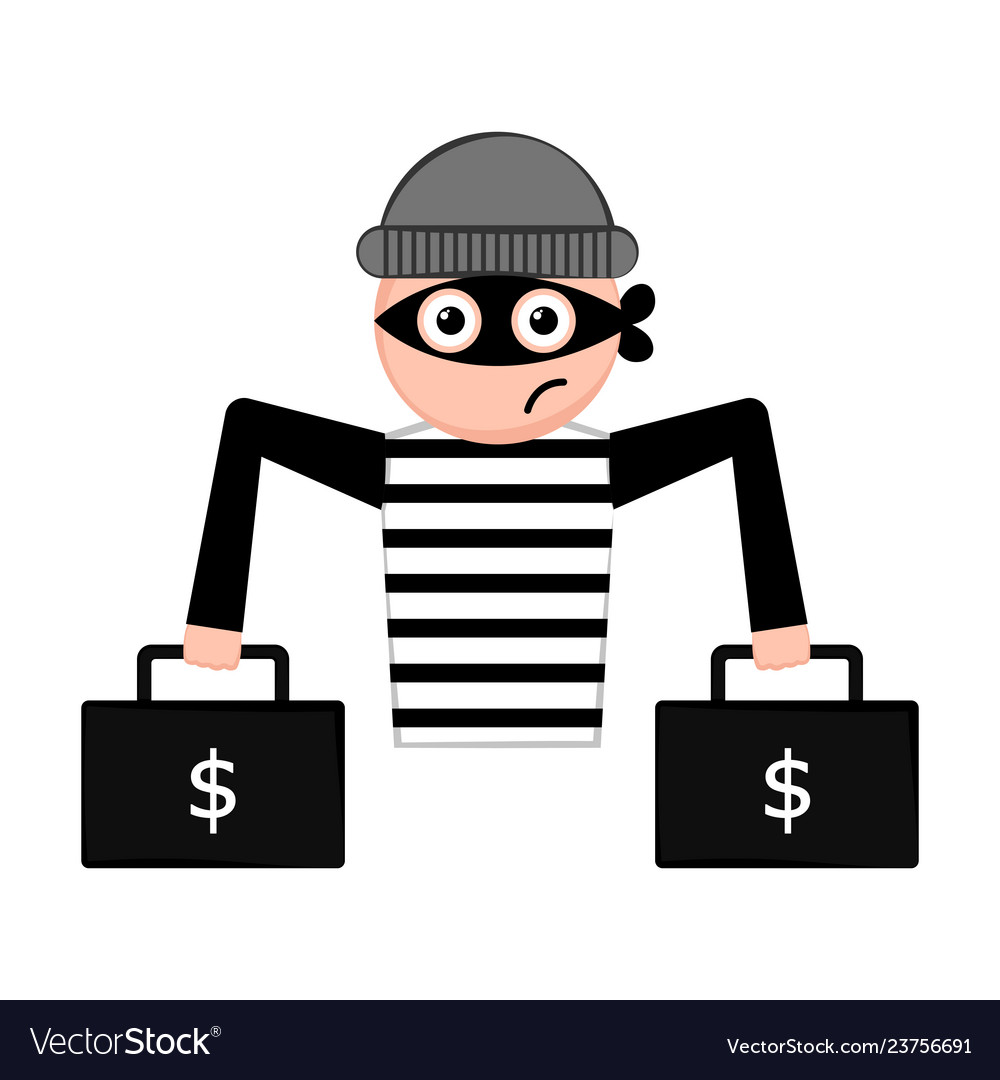 Unsatisfied thief cartoon Royalty Free Vector Image