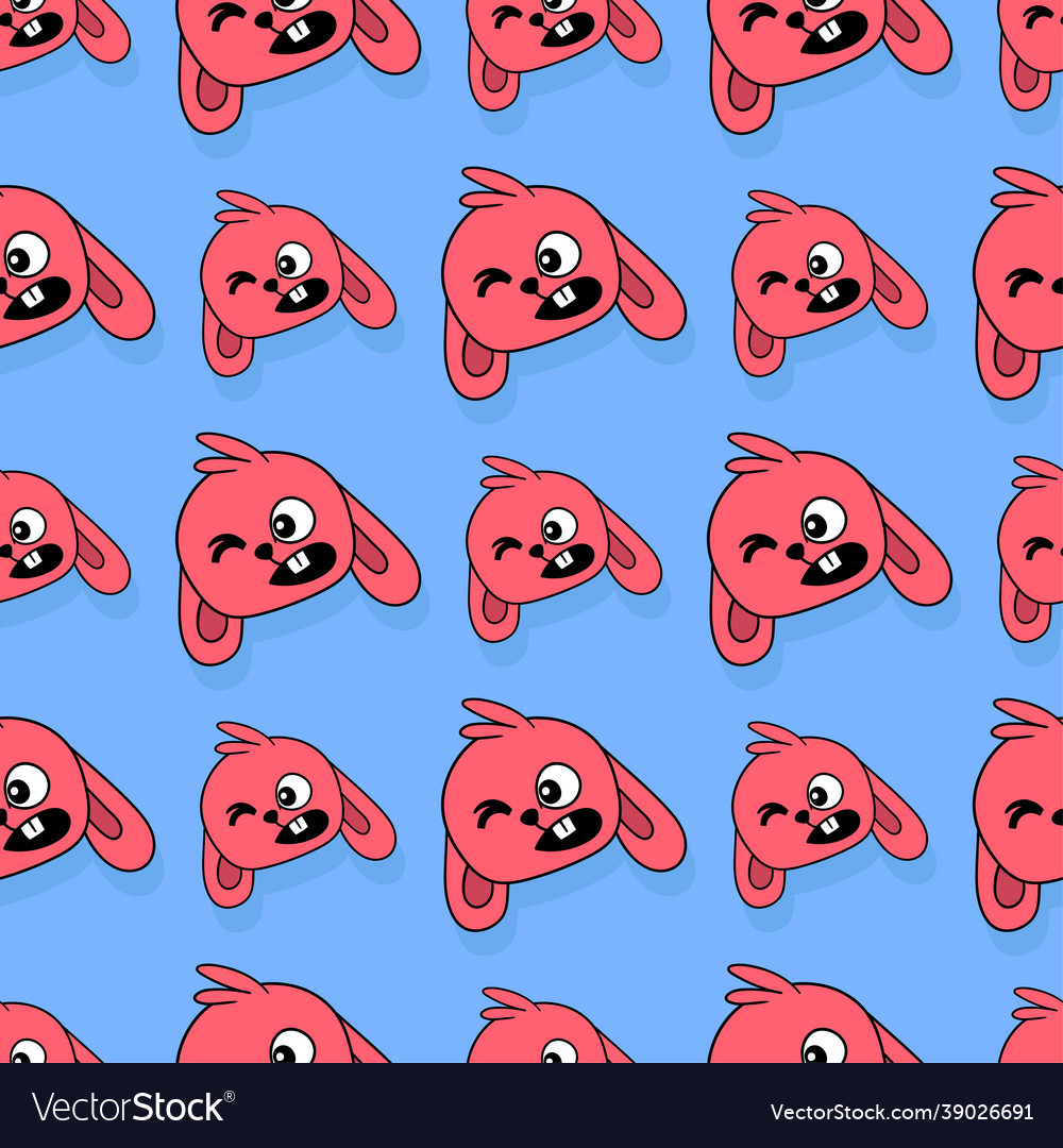 Winking bunny seamless repeat pattern background