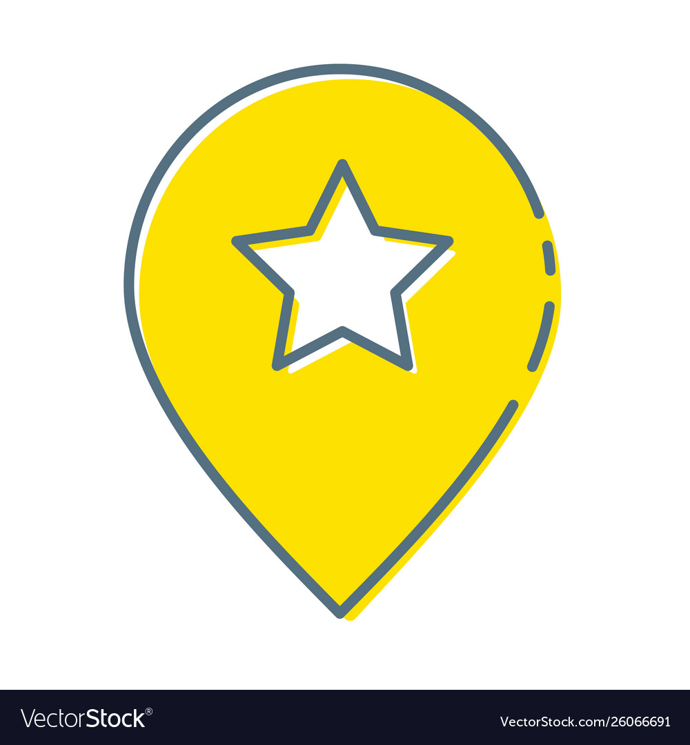 Yellow map pointer with star icon isolated Vector Image Yellow map pointer with star icon isolated
