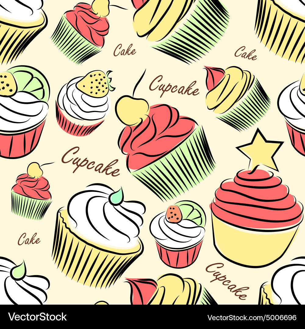 Cupcake seamless Royalty Free Vector Image - VectorStock