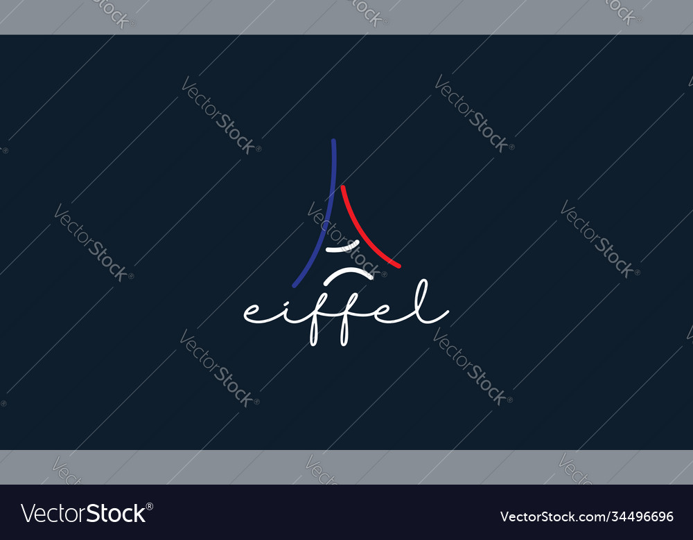 Eiffel tower line outline minimalist colorful