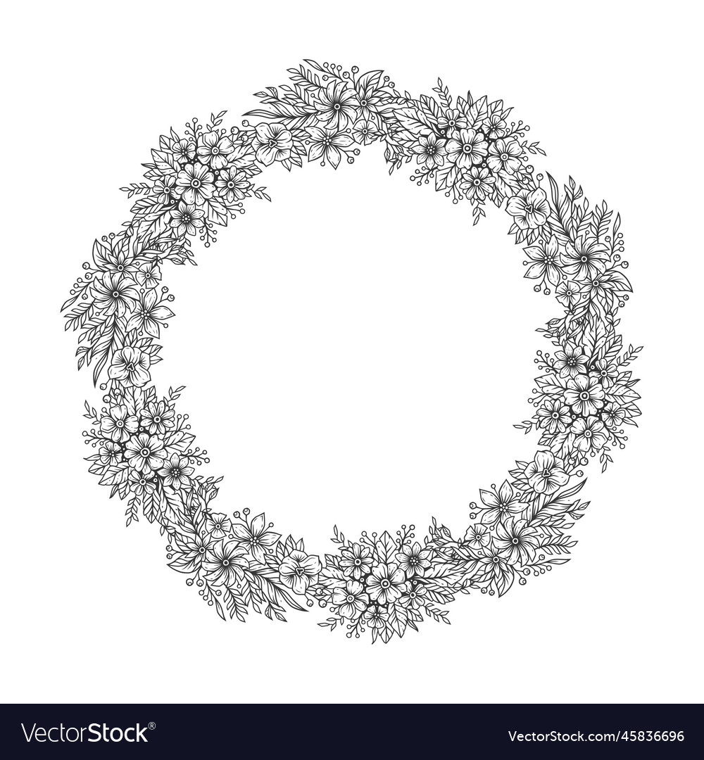 Floral wreath in vintage style Royalty Free Vector Image