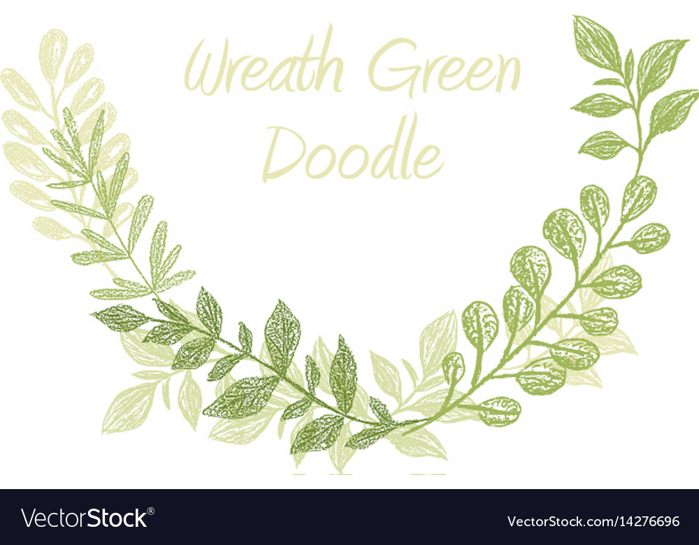 Greenery doodle semicircle wreath Royalty Free Vector Image