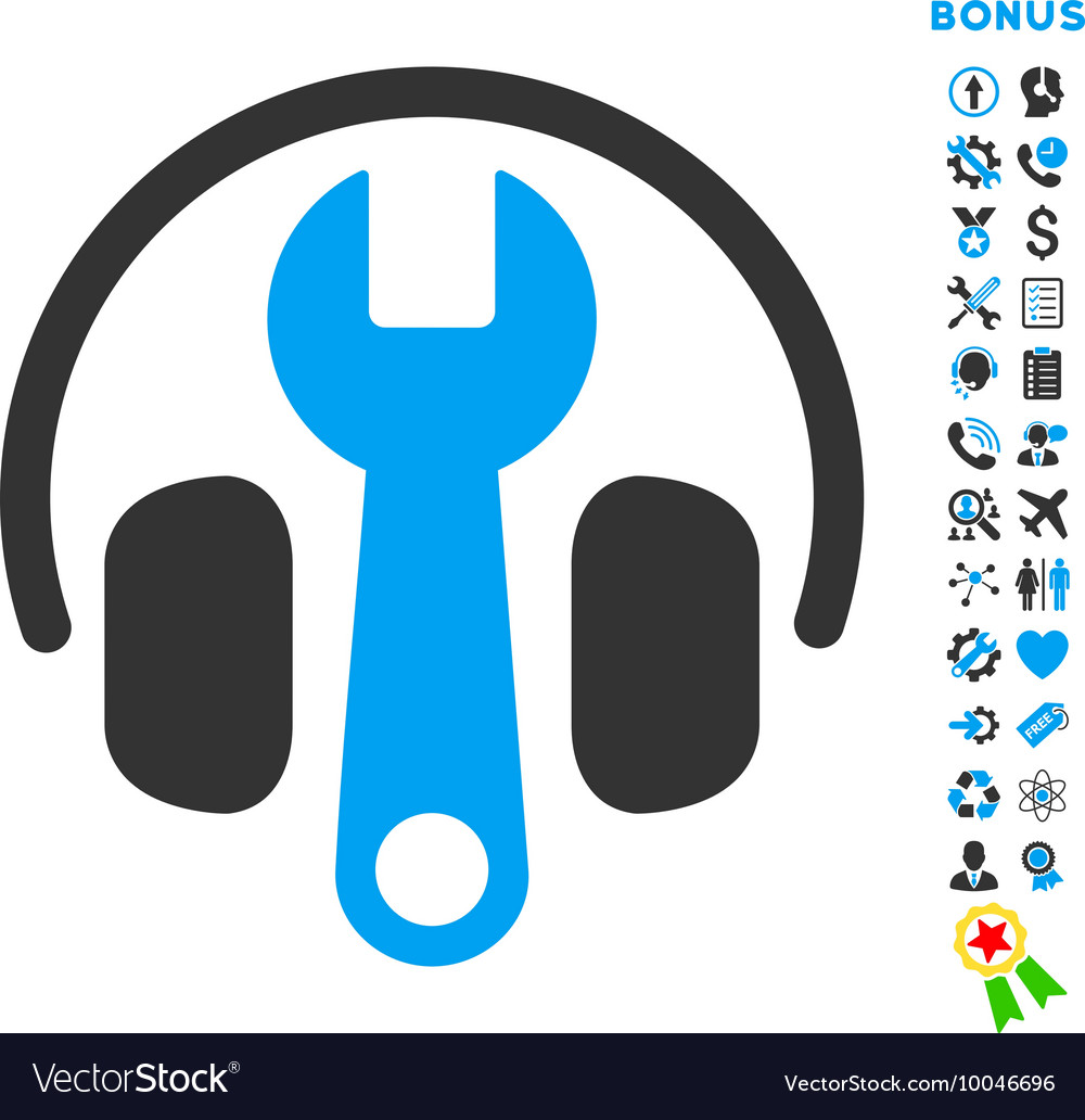 Headphones tuning flat icon with bonus