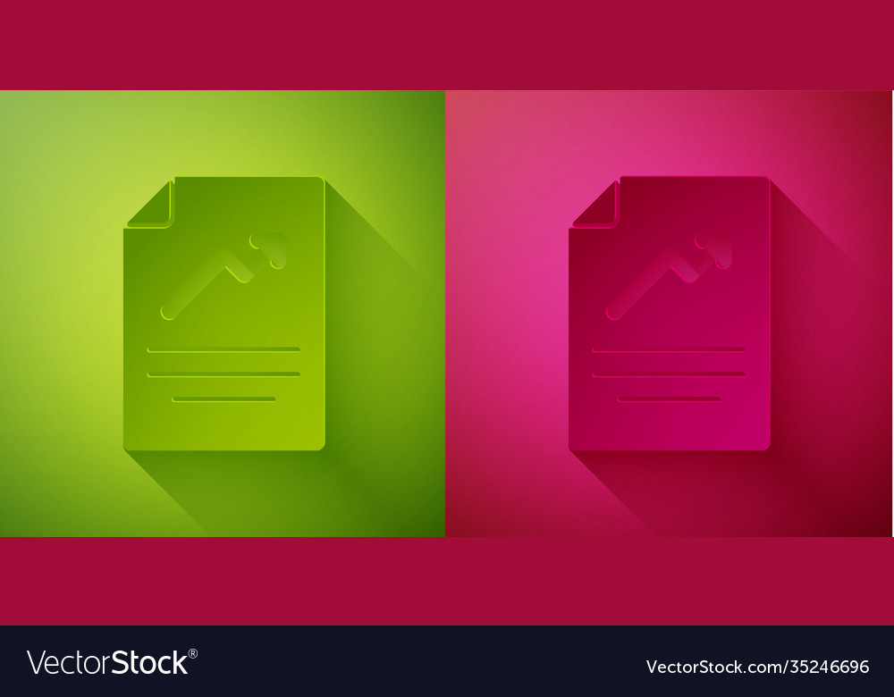 Paper cut document with graph chart icon isolated vector image Paper cut document with graph chart icon isolated