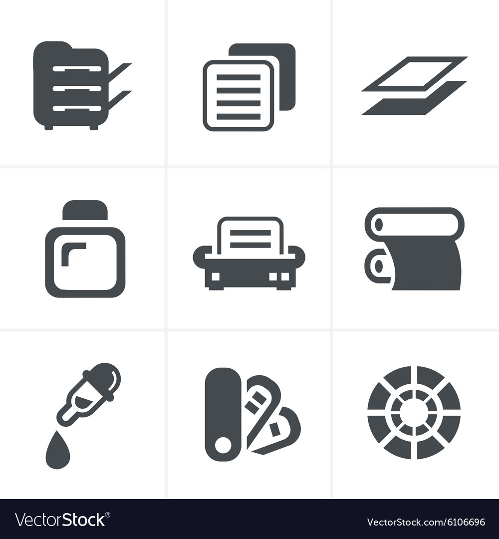 Print icons set elegant series
