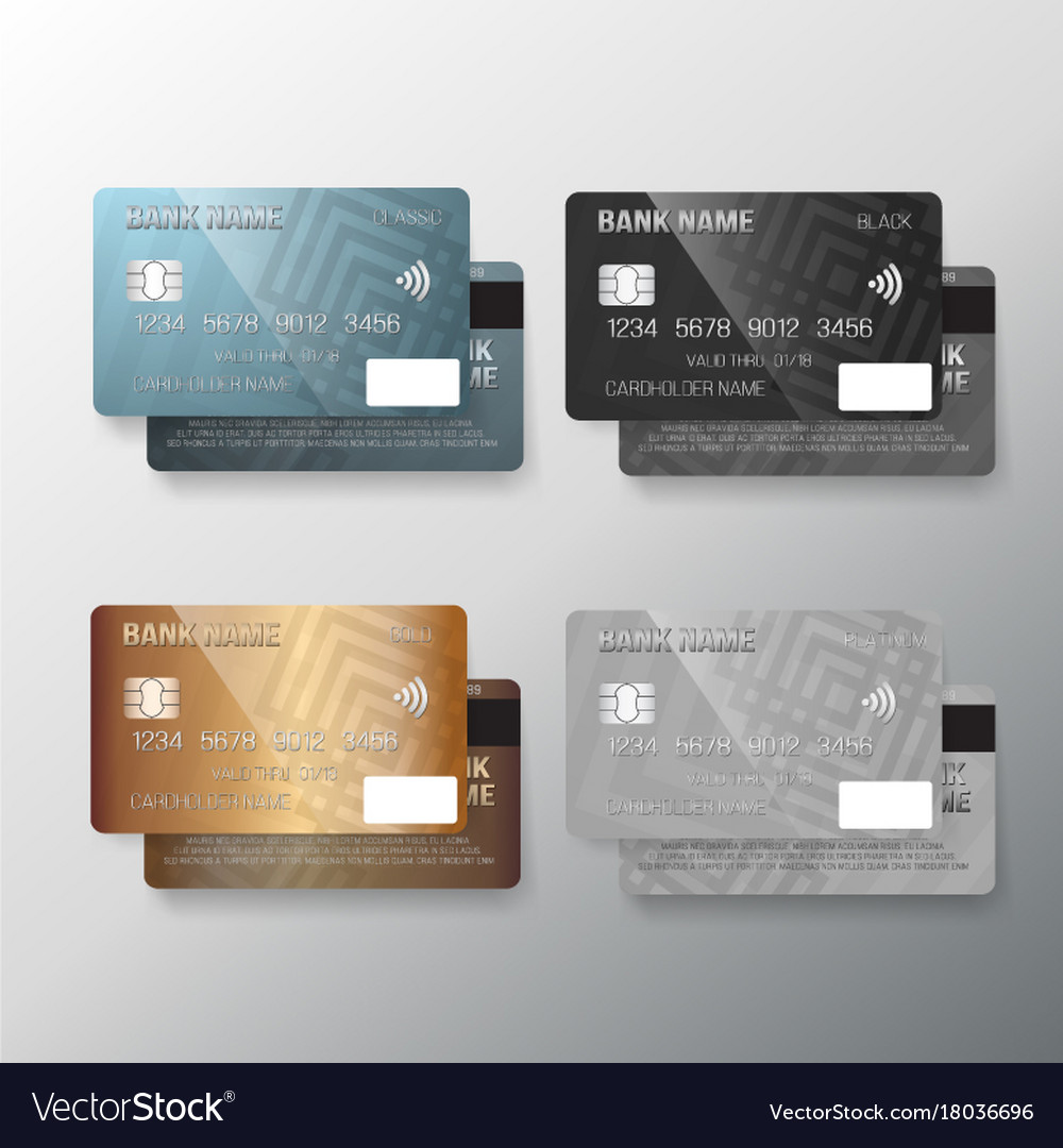 Realistic credit card set Royalty Free Vector Image