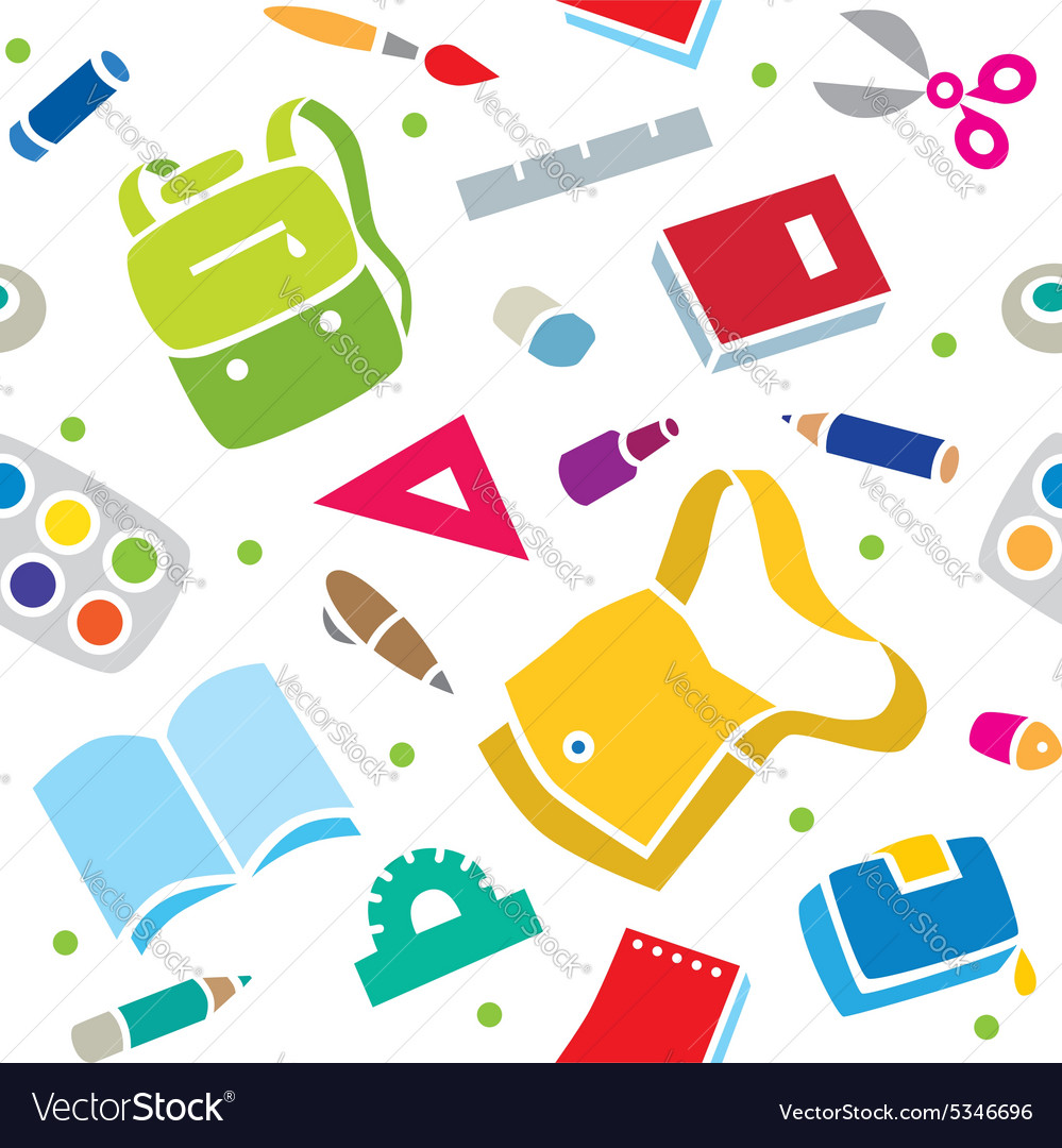 School pattern with education supplies Royalty Free Vector