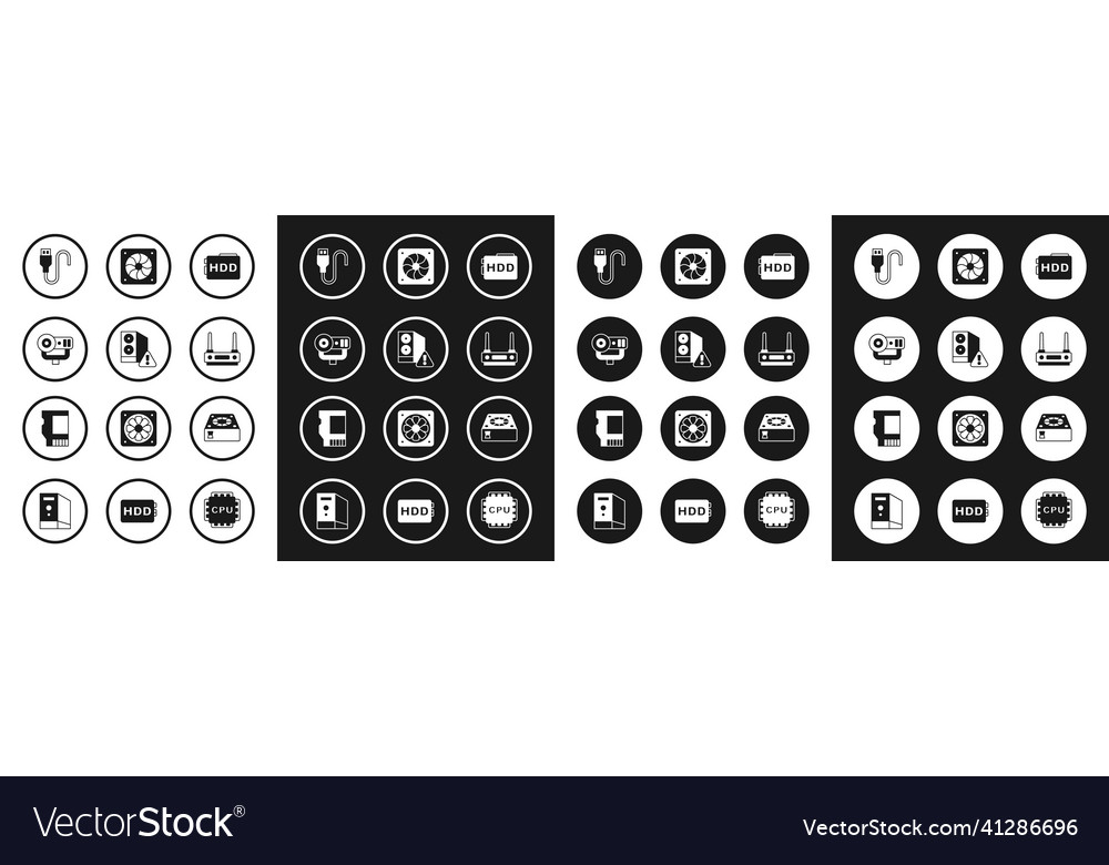 Set hard disk drive hdd case of computer web vector image Set hard disk drive hdd case of computer web
