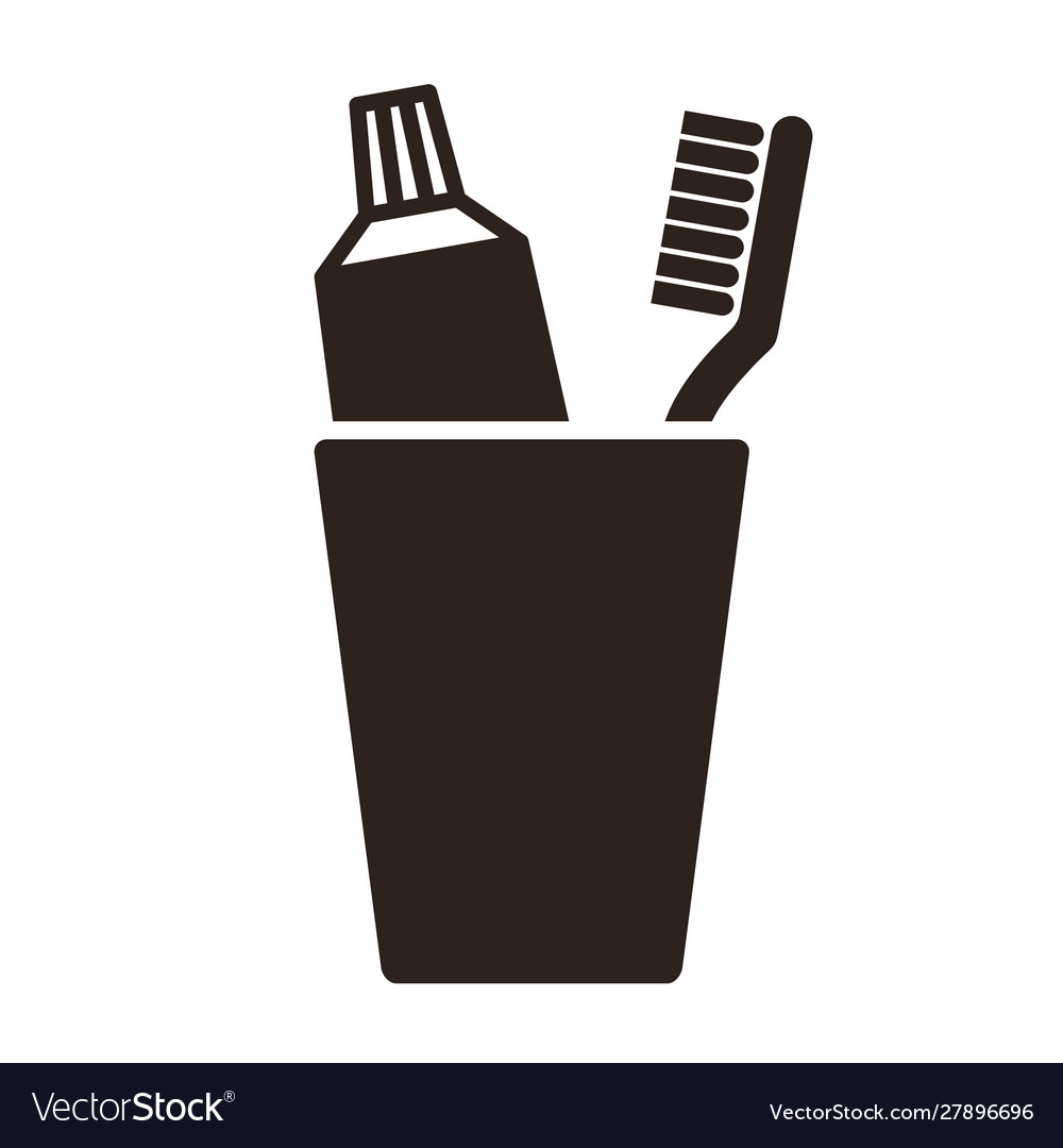 Tooth cream and toothbrush in cup Royalty Free Vector Image