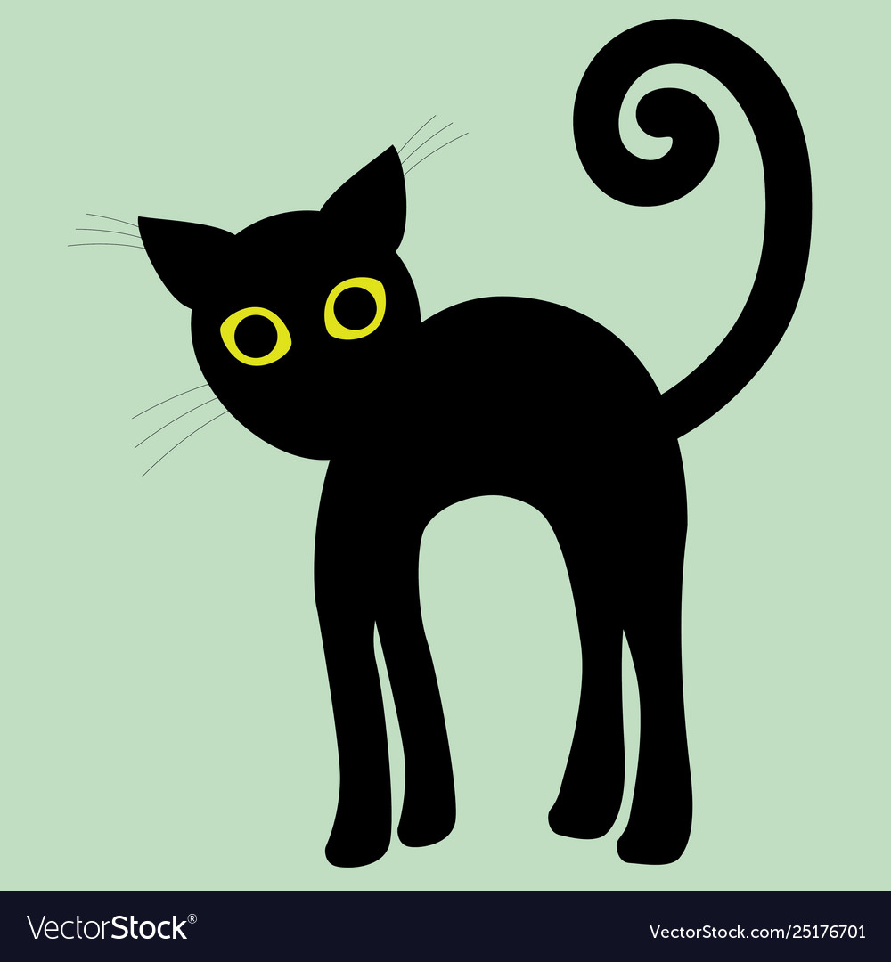 Black cat angry face hand drawn Royalty Free Vector Image