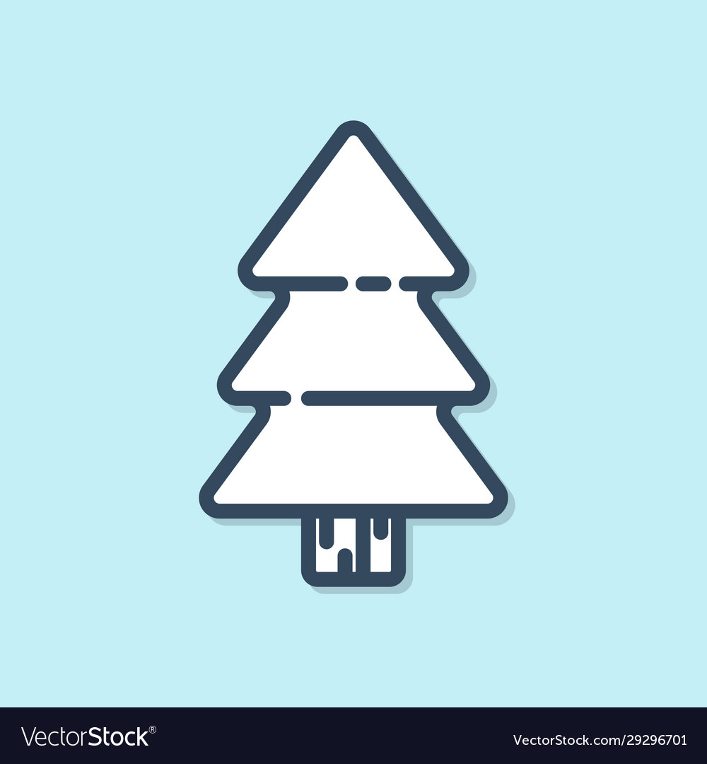 Blue line christmas tree icon isolated Royalty Free Vector