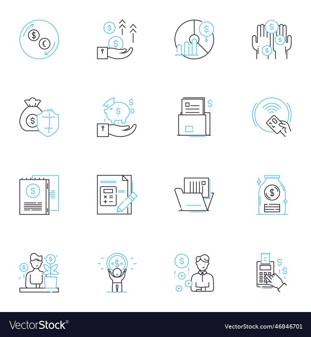 Budgeting and forecasting linear icons set vector image Budgeting and forecasting linear icons set