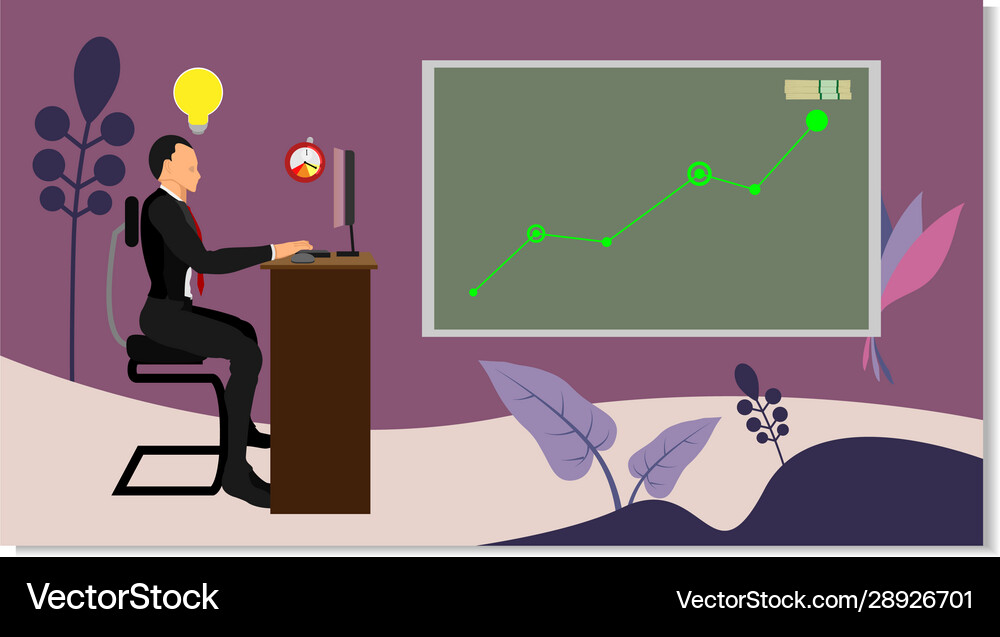 Businessman characters with ideas and time limits Vector Image