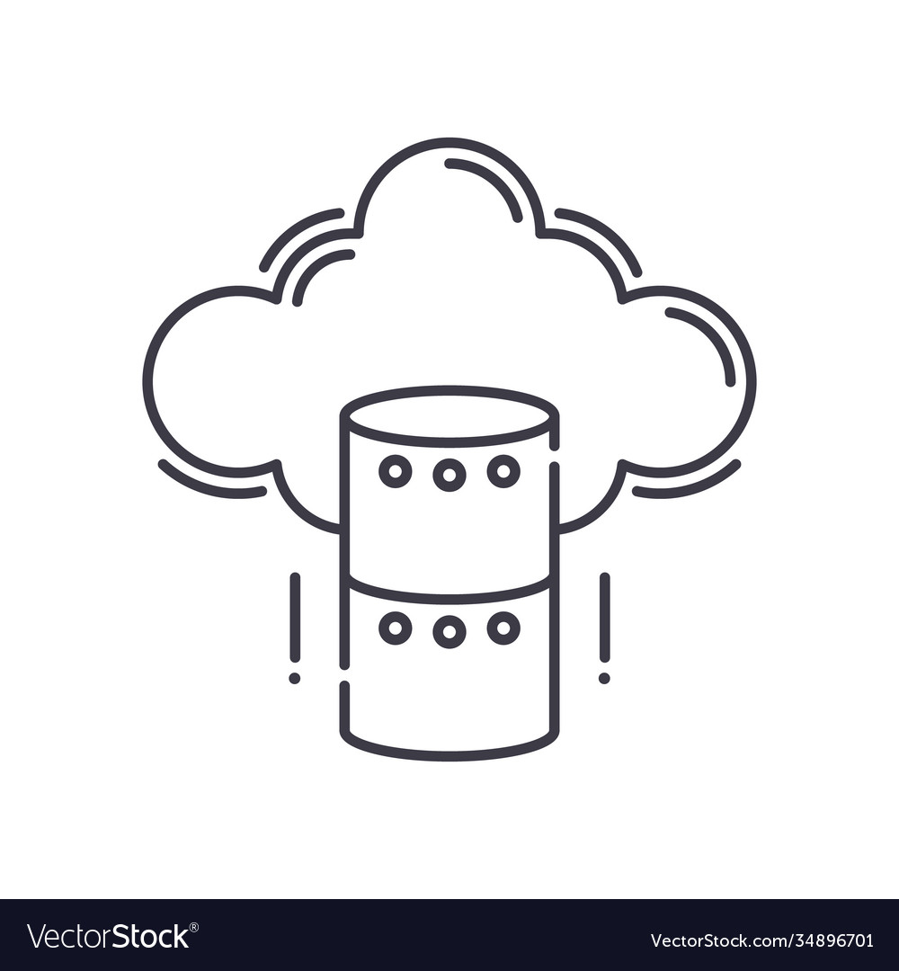 Cloud data security icon linear isolated vector image Cloud data security icon linear isolated
