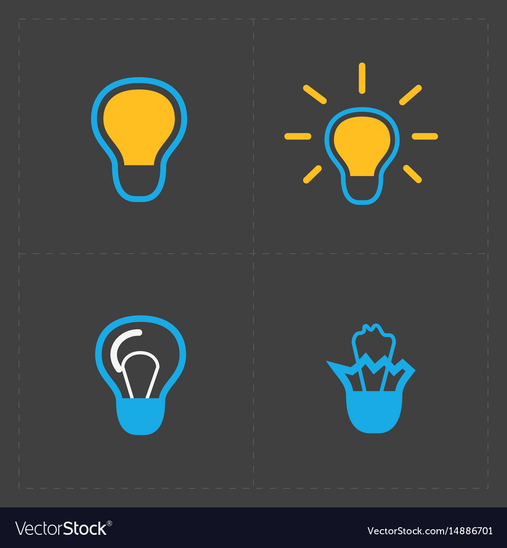 Colorful light bulbs bulb icon set