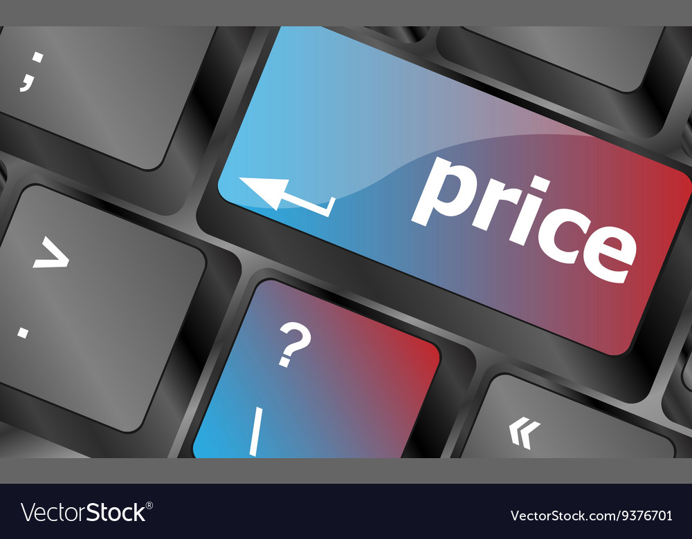 Computer keyboard with word price button or key