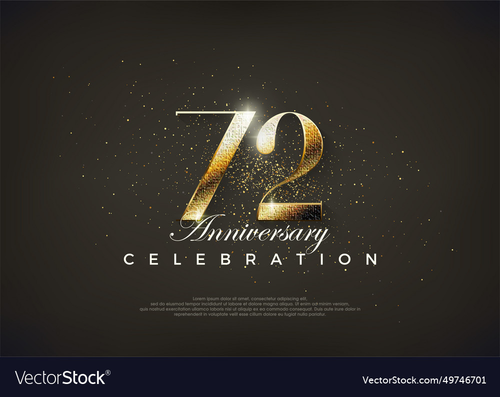 Fancy number 72nd to celebrate birthday Royalty Free Vector