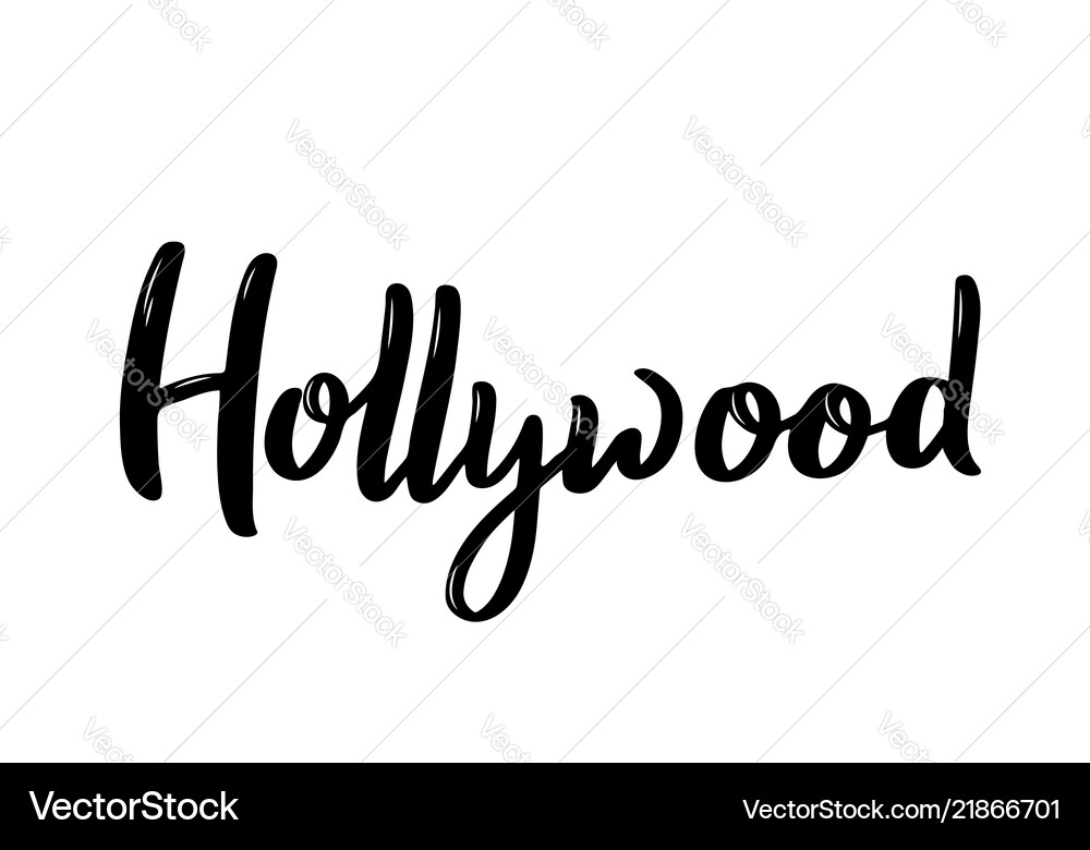 Hollywood letteringblack and white handwritten Vector Image