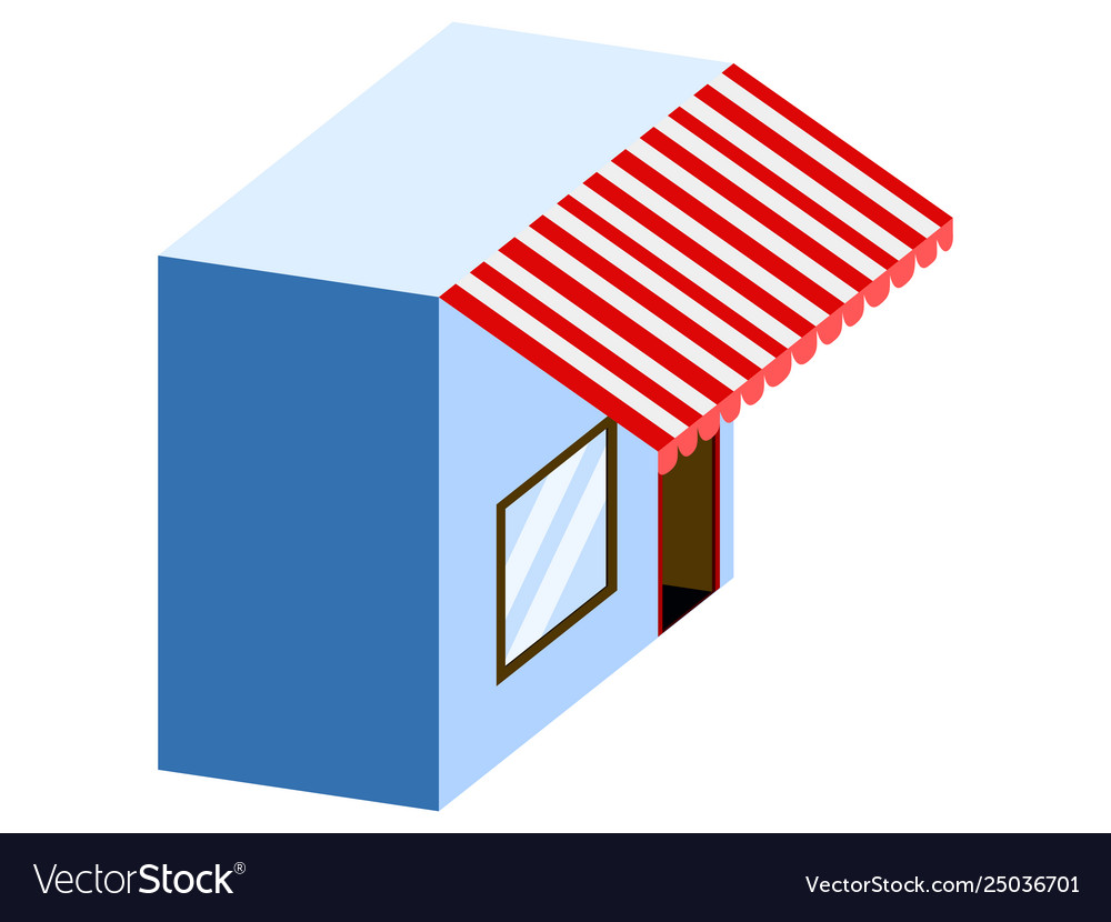 Isolated 3d store building with a storefront